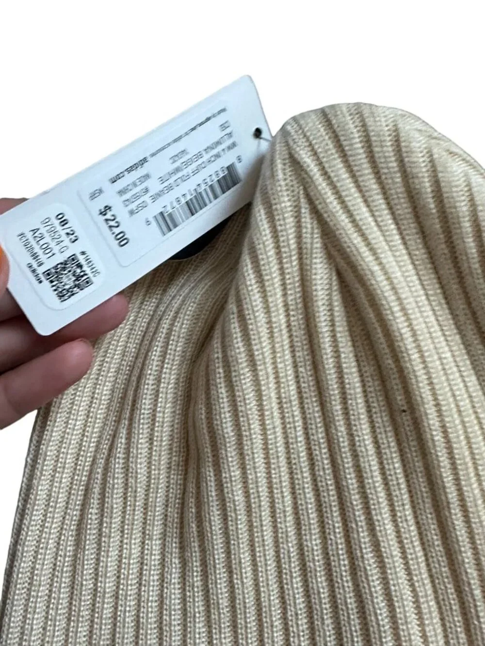 ADIDAS Womens Beige Neutral Ribbed Beanie Winter Hat OS NEW with tags